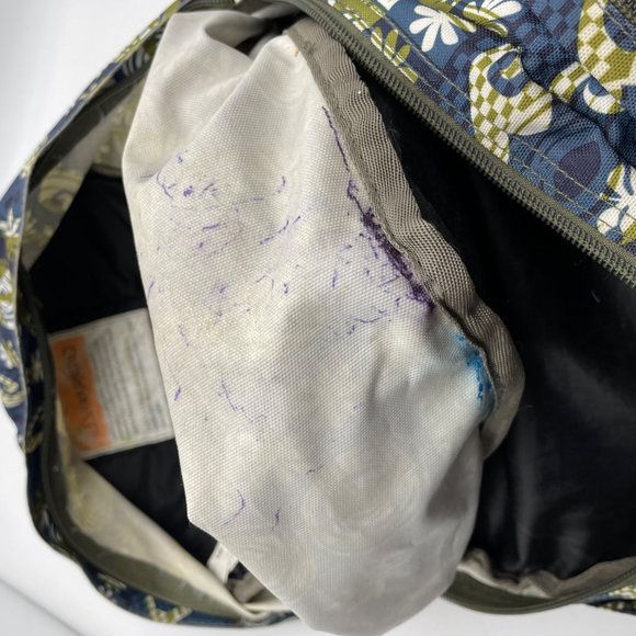 L.L. Bean Blue and Green Hawaiian‎ Island Printed Multi-pocket School Backpack - Picture 8 of 9
